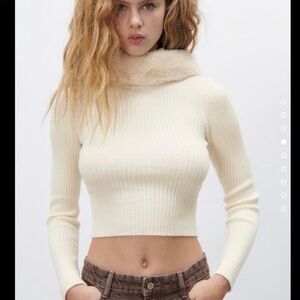 Zara faux fur hooded sweater